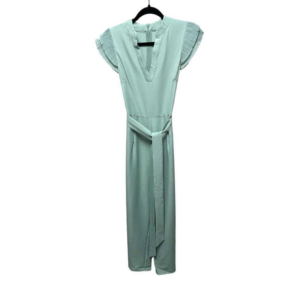 NWOT-S-AX Paris Wrap Top Flutter Sleeve Belted Jumpsuit